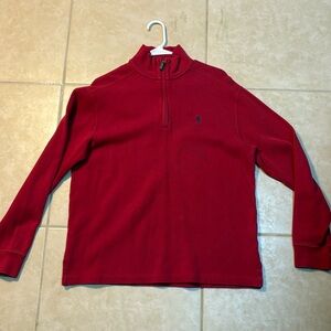 Ralph Lauren Men's Quarter Zip Red Cotton Sweater Size Medium